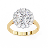 Yellow Gold Round Cut Diamond Floral Halo Ring