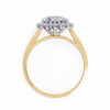Yellow Gold Round Cut Diamond Floral Halo Ring