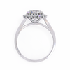 White Gold Round Cut Diamond Floral Halo Ring
