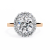 Rose Gold Round Cut Diamond Floral Halo Ring