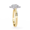 Yellow Gold Round Cut Diamond Floral Halo Ring