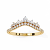 Yellow Gold Round Diamond Tiara Crown Ring with Pavé Band