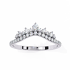 White Gold Round Diamond Tiara Crown Ring with Pavé Band