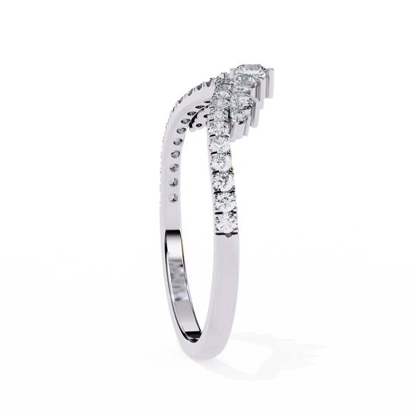 White Gold Round Diamond Tiara Crown Ring with Pavé Band