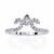 White Gold Pear Cut Diamond Crown Ring with Pavé Scroll Band