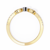 Yellow Gold Pear Cut Diamond Crown Ring with Pavé Scroll Band