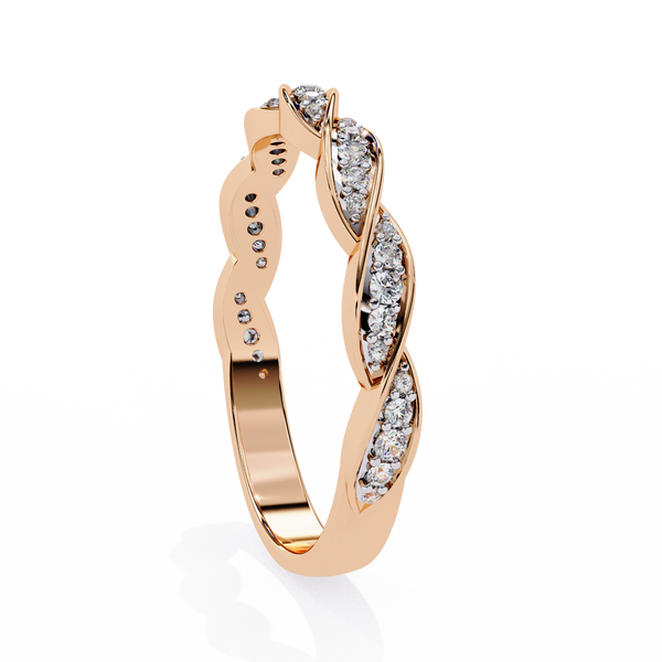 Rose Gold Round Diamond Twisted Rope Half Eternity Band