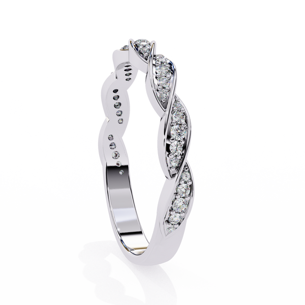 White Gold Round Diamond Twisted Rope Half Eternity Band