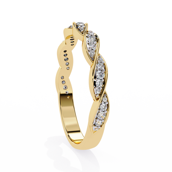 Yellow Gold Round Diamond Twisted Rope Half Eternity Band