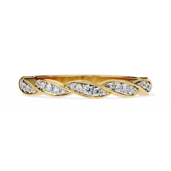 Yellow Gold Round Diamond Twisted Rope Half Eternity Band