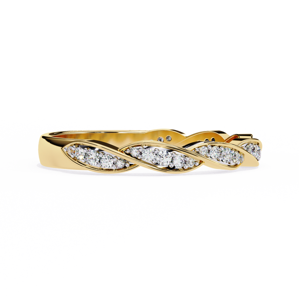 Yellow Gold Round Diamond Twisted Rope Half Eternity Band