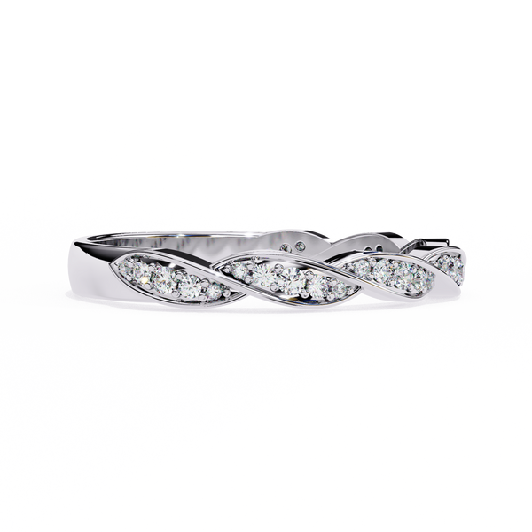 White Gold Round Diamond Twisted Rope Half Eternity Band