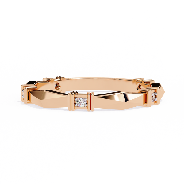 Rose Gold Round Diamond Bar Link Station Band