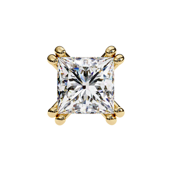 Princess Cut Lab Grown Diamond Rose Gold Stud Earring