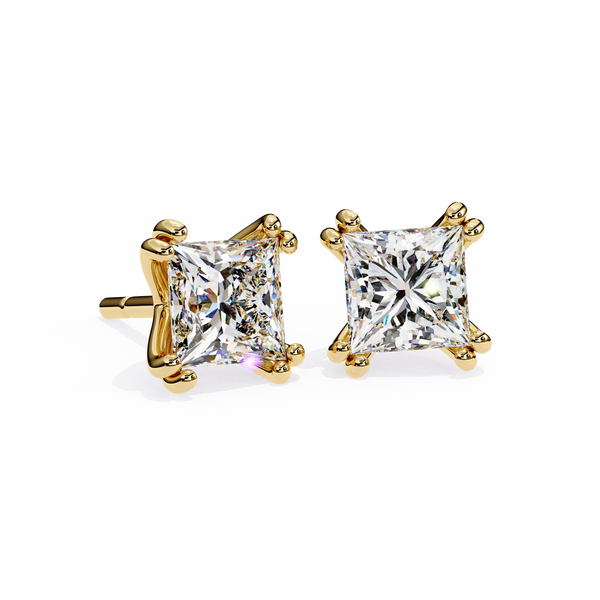 Princess Cut Lab Grown Diamond Rose Gold Stud Earring