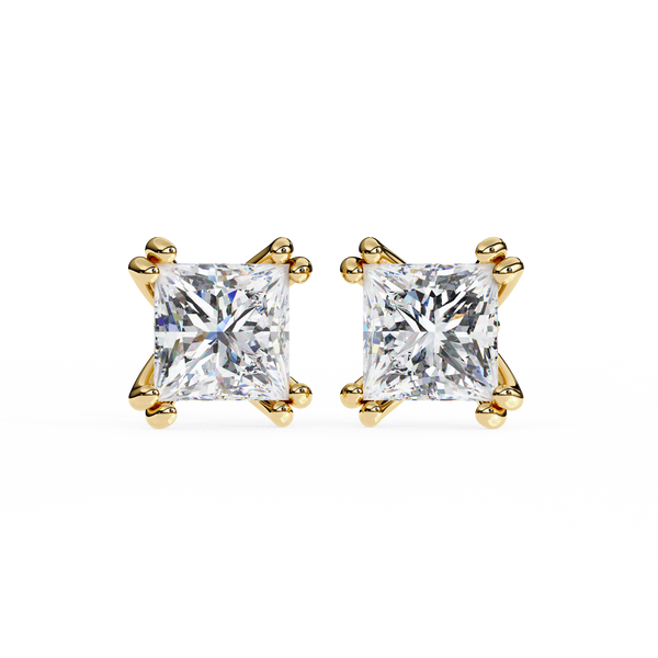 Princess Cut Lab Grown Diamond Rose Gold Stud Earring