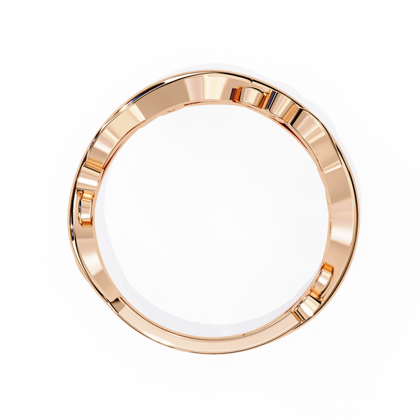Rose Gold Round Diamond Leaf and Vine Eternity Band