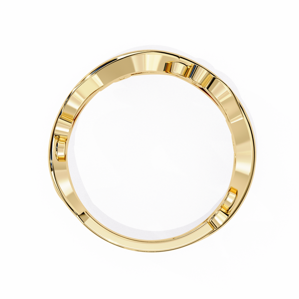 Yellow Gold Round Diamond Leaf and Vine Eternity Band
