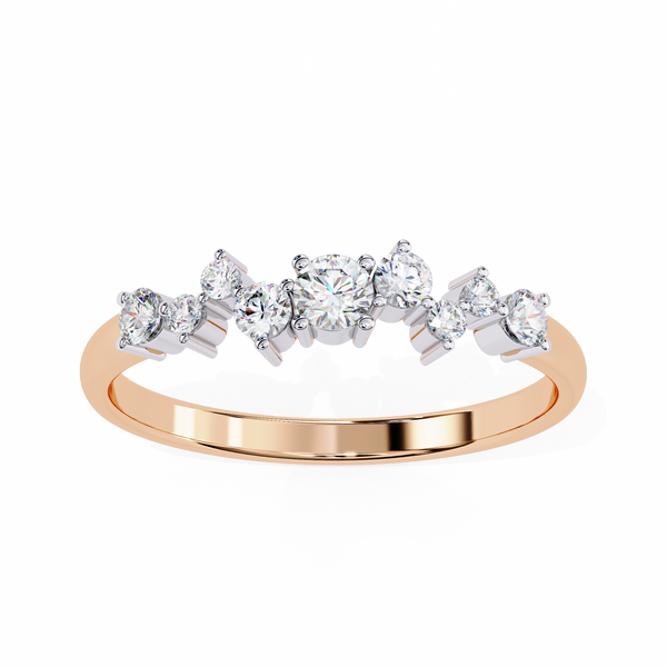 Rose Gold Round Diamond Scattered Cluster Ring
