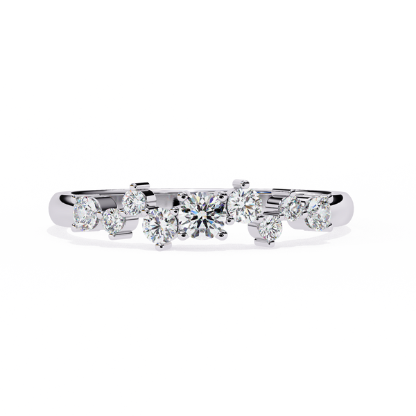 White Gold Round Diamond Scattered Cluster Ring