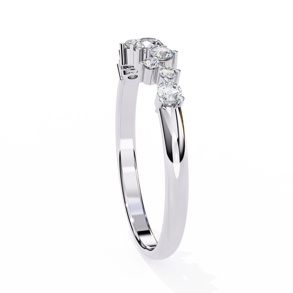 White Gold Round Diamond Scattered Cluster Ring