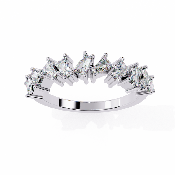 White Gold Mixed Cut Diamond Scattered Half Eternity Ring