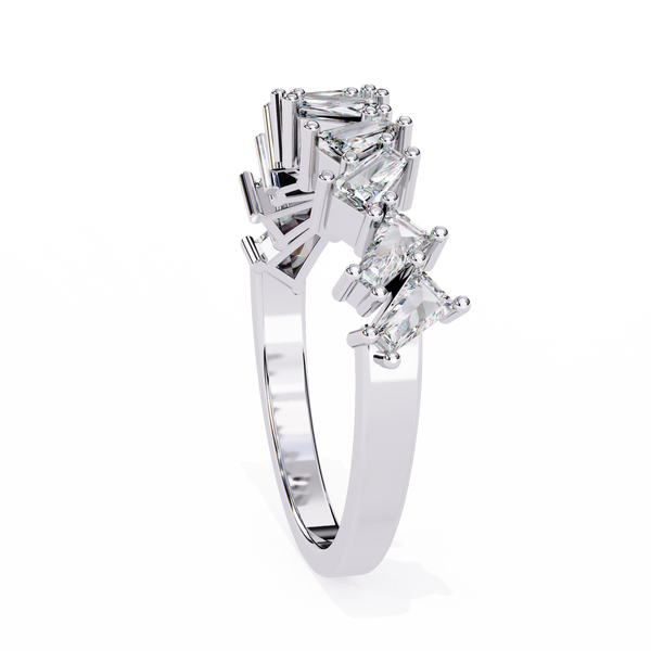 White Gold Mixed Cut Diamond Scattered Half Eternity Ring