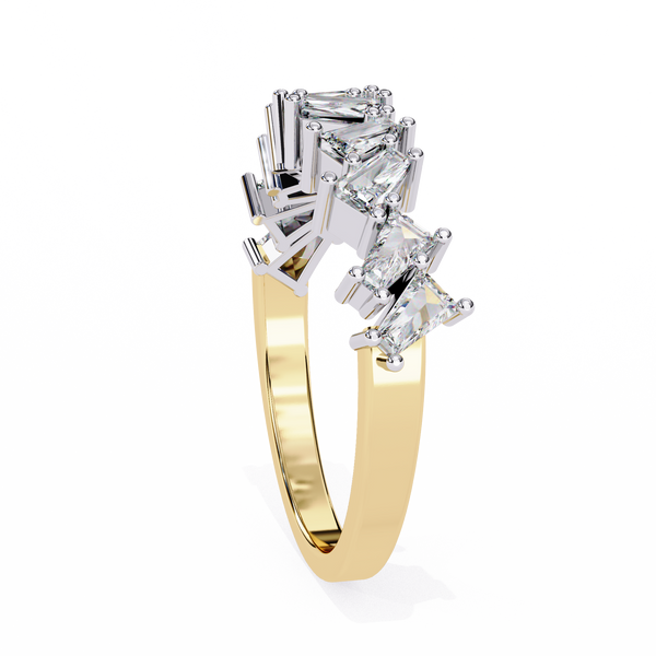 Yellow Gold Mixed Cut Diamond Scattered Half Eternity Ring