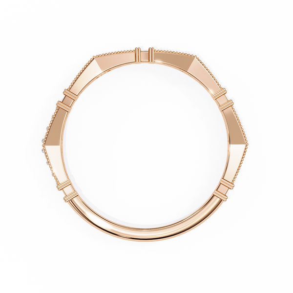 Rose Gold Round Diamond Milgrain Station Eternity Band