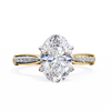 Yellow Gold Oval Cut Diamond Ring with Channel-Framed Pavé Shoulders