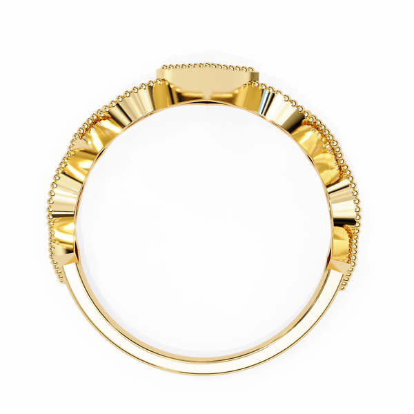 Yellow Gold Round Diamond Milgrain Tiara Ring