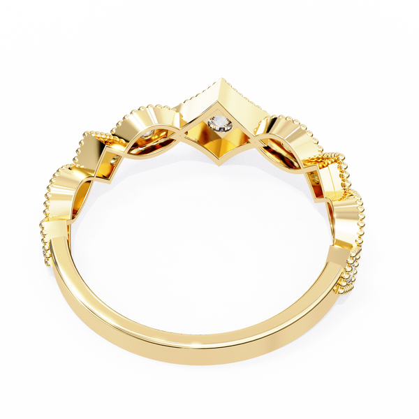 Yellow Gold Round Diamond Milgrain Tiara Ring