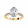 Yellow Gold Oval Cut Diamond Ring with Channel-Framed Pavé Shoulders
