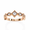 Rose Gold Round Diamond Milgrain Tiara Ring