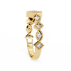 Yellow Gold Round Diamond Milgrain Tiara Ring