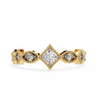 Yellow Gold Round Diamond Milgrain Tiara Ring