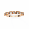 Rose Gold Baguette and Round Diamond Milgrain Station Band