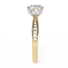 Yellow Gold Cushion Cut Diamond Ring with Two-Tone Channel Pavé Shoulders