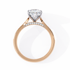 Rose Gold Cushion Cut Diamond Ring with Two-Tone Channel Pavé Shoulders