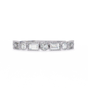 White Gold Baguette and Round Diamond Milgrain Station Band