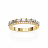 Yellow Gold Baguette and Round Diamond Two Row Half Eternity Band