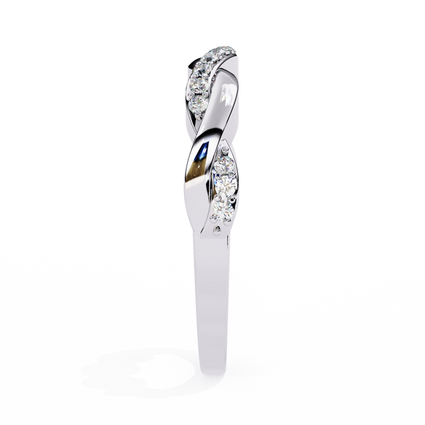 White Gold Round Diamond Twisted Vine Half Eternity Band