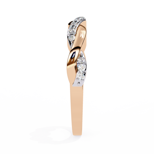 Rose Gold Round Diamond Twisted Vine Half Eternity Band