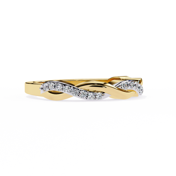 Yellow Gold Round Diamond Twisted Vine Half Eternity Band