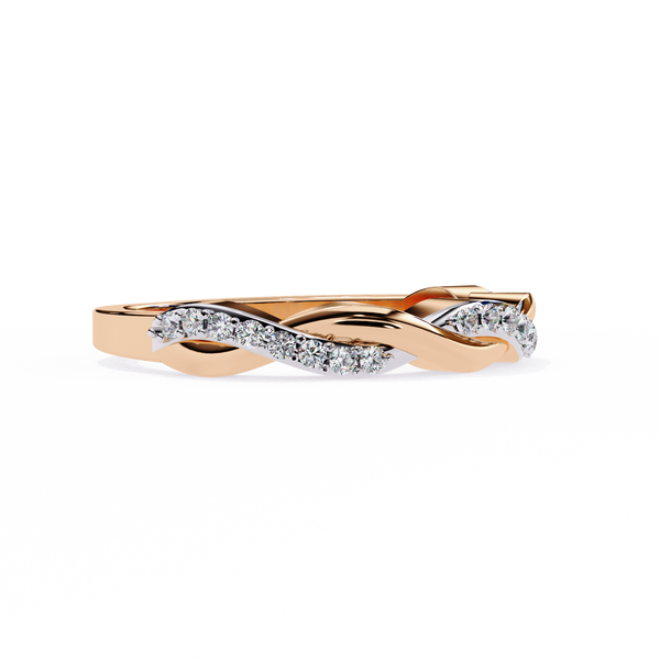 Rose Gold Round Diamond Twisted Vine Half Eternity Band