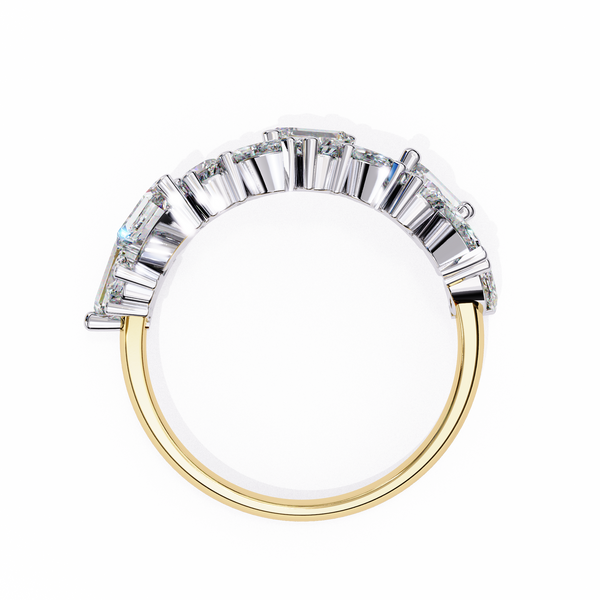 Yellow Gold Mixed Cut Diamond Scattered Cluster Half Eternity Ring