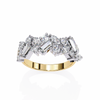 Yellow Gold Mixed Cut Diamond Scattered Cluster Half Eternity Ring