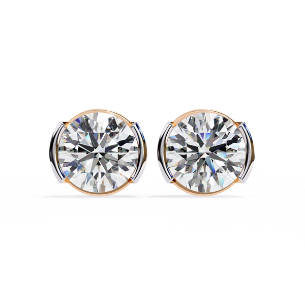 Two-Tone Natural Diamond Stud Earrings