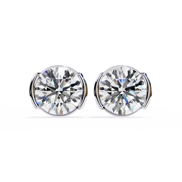 Two-Tone Natural Diamond Stud Earrings