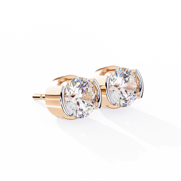 Two-Tone Natural Diamond Stud Earrings